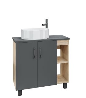 Тумба под раковину Grossman Флай 80 дуб санома/серая