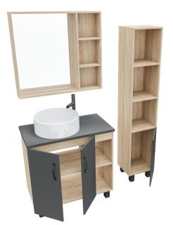 Тумба под раковину Grossman Флай 80 дуб санома/серая