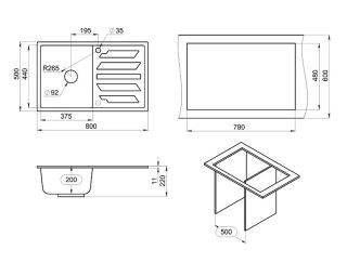 Мойка кухонная Granula 8002, ТУРМАЛИН