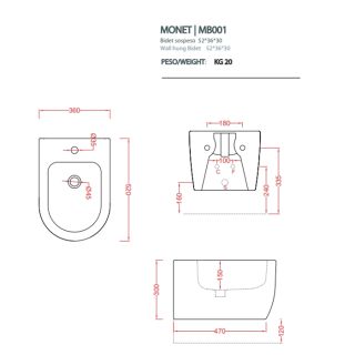 Биде Artceram Monet MNB001 05 00 белое