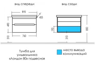 Тумба под раковину СанТа Лондон 224037 80см белый