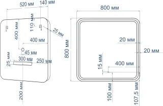 Зеркало с подсветкой ArtMax Genova AM-Gen-800-800-DS-F-White 80 см белый