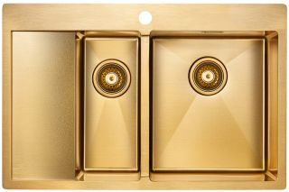 Мойка кухонная Paulmark Union PM537851-BGR правая брашированное золото