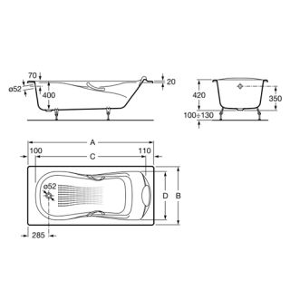 Чугунная ванна Roca Haiti 150x80 2332G000R