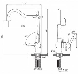 Смеситель для кухни Paulmark Retro Re213226-BR бронза