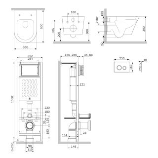 Инсталляция Am.Pm ErgoFit с подвесным унитазом Aquaspin и клавишей IS110138.851900