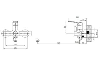 Смеситель для ванны Splenka S30.22.06 чёрный