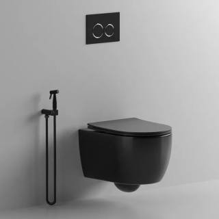 Подвесной унитаз Cerutti SPA Oglio Aria MB CT9239 безободковый чёрный матовый