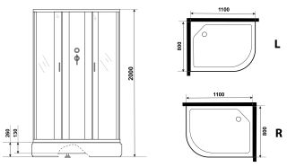 Душевая кабина Niagara NG-33184-14RBKG с гидромассажем 110x80см серебро/матовое