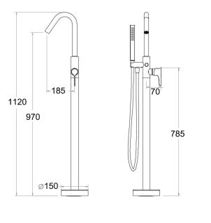 Напольный смеситель для ванны Boch Mann Sella B BM9635 чёрный