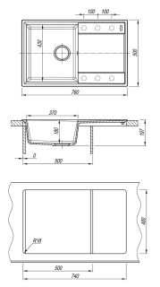 Кухонная мойка Lemark Imandra 760 9910029 серый шёлк