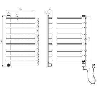 Полотенцесушитель электрический Wonzon & Woghand N?rnberg WW-AL349-BG 52x90 см брашированное золото