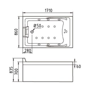 Акриловая ванна Gemy G9066 II O L 171x86x83
