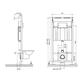 SET Инсталляция Sava Slim Superior + клавиша смыва черный матовый + золото глянец квадр. SMART