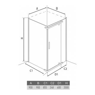 Душевой уголок Alex Baitler AB214-90 (900x900x2000)