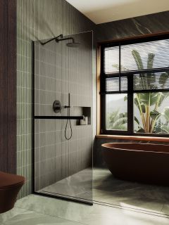 Душевая перегородка MaybahGlass MGD-727-6у 79см чёрный