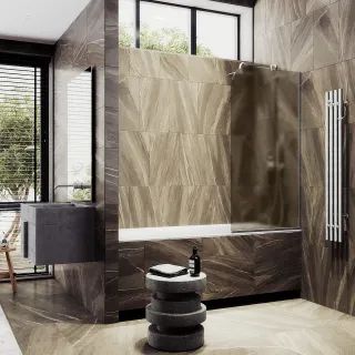 Шторка на ванну MaybahGlass MGV-148-5у 64см хром матовый