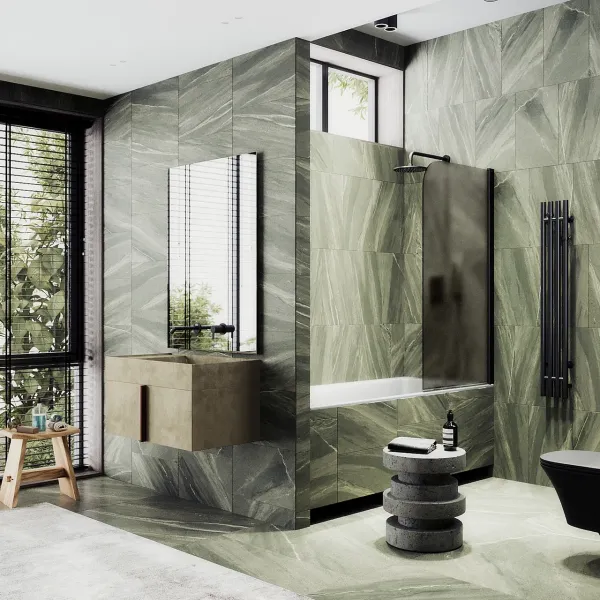 Шторка на ванну MaybahGlass MGV-625-6 80см чёрный