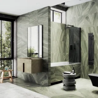 Шторка на ванну MaybahGlass MGV-613-6 60см чёрный