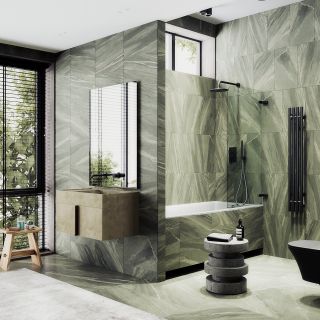 Шторка на ванну MaybahGlass MGV-644-6 40см чёрный