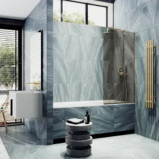 Шторка на ванну MaybahGlass MGV-139-3у 54см золото