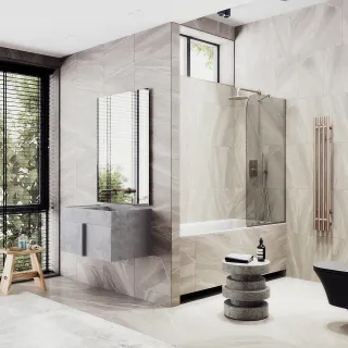 Шторка на ванну MaybahGlass MGV-59-2у 60см бронза