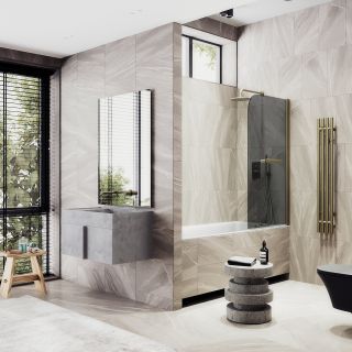 Шторка на ванну MaybahGlass MGV-779-2 60см бронза