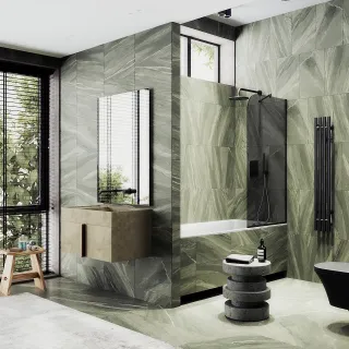 Шторка на ванну MaybahGlass MGV-128-6у 34см чёрный