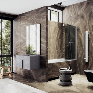 Шторка на ванну MaybahGlass MGV-779-5 60см хром матовый