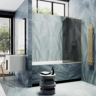 Шторка на ванну MaybahGlass MGV-88-3у 80см золото