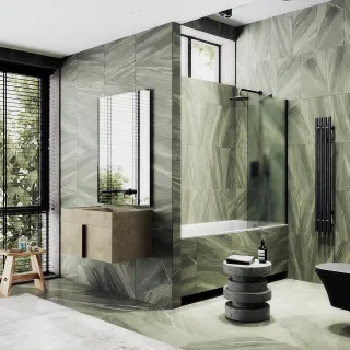 Шторка на ванну MaybahGlass MGV-92-6ш 60см чёрный