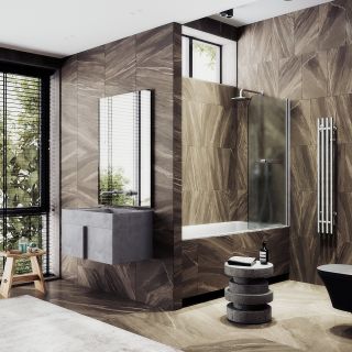 Шторка на ванну MaybahGlass MGV-787-5 70см хром матовый