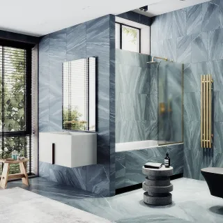 Шторка на ванну MaybahGlass MGV-149-3у 74см золото