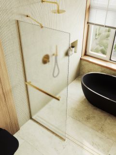 Душевая перегородка MaybahGlass MGD-731-3у 79см золото