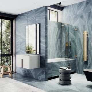 Шторка на ванну MaybahGlass MGV-646-3 70см золото