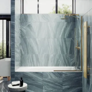 Шторка на ванну MaybahGlass MGV-62-3у 40см золото