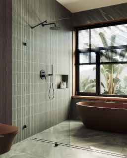 Душевая перегородка MaybahGlass MGD-259-6 79см чёрный