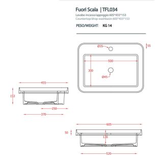 Раковина ArtCeram Fuori Scala TFL034 38 00 avio 60 см