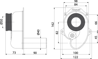 Сифон для писсуара AlcaPlast горизонтальный A45B