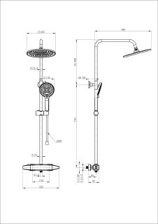Душевая стойка Wonzon & Woghand Neo WW-B3035-A1-CR с термостатом хром