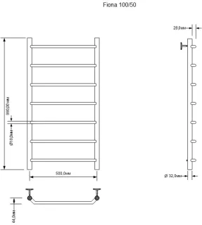 Полотенцесушитель водяной Aquanet Fiona 266738 100x50 см хром