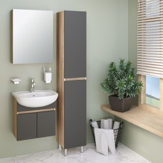 Тумба Runo Лада 50 подвесная графит под умывальник Уют 50 (00-00001367)