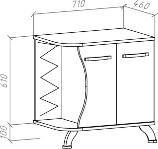 Тумба под раковину Bellezza Рио 70см правая белый/чёрный 00000007194
