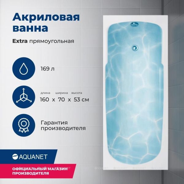 Акриловая ванна Aquanet Extra 255742 160x70 см с каркасом