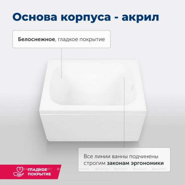 Акриловая ванна Aquanet Seed 216308 100x70 см