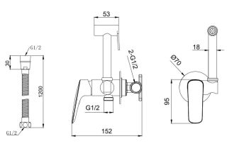 Гигиенический душ со смесителем Aquatek Вега AQ1019CR хром