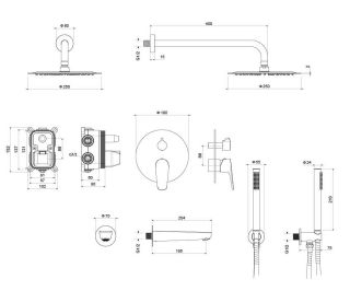 Душевой комплект Aquatek Бетта AQ1173MB чёрный матовый