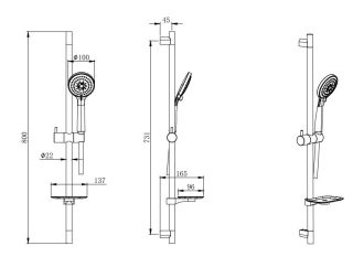 Комплект для душа Aquatek Вега AQ1076MB 3 в 1 AQ1066MB+AQ2454MB+AQ2011MB чёрный матовый