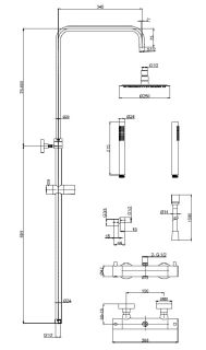 Душевая стойка AQUAme AQM8006BG с термостатом шлифованное золото