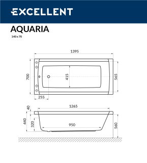 Ванна акриловая Excellent Aquaria WAEX.AQU14WH 140 х 70 см